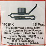 DISCO 1601PK BLACK NYLON U NUTS 15 PER PKG