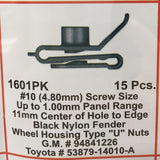 DISCO 1601PK BLACK NYLON U NUTS 15 PER PKG