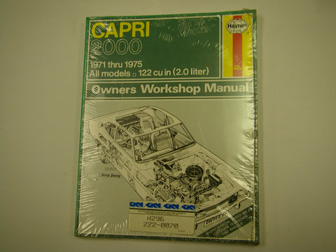 HAYNES MANUAL BOOK 296 CAPRI 2000 1971-1975