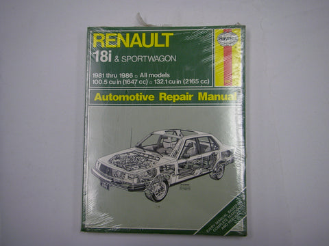 HAYNES MANUAL BOOK 598 RENAULT 18i &SPORTWAGON 1981-1986